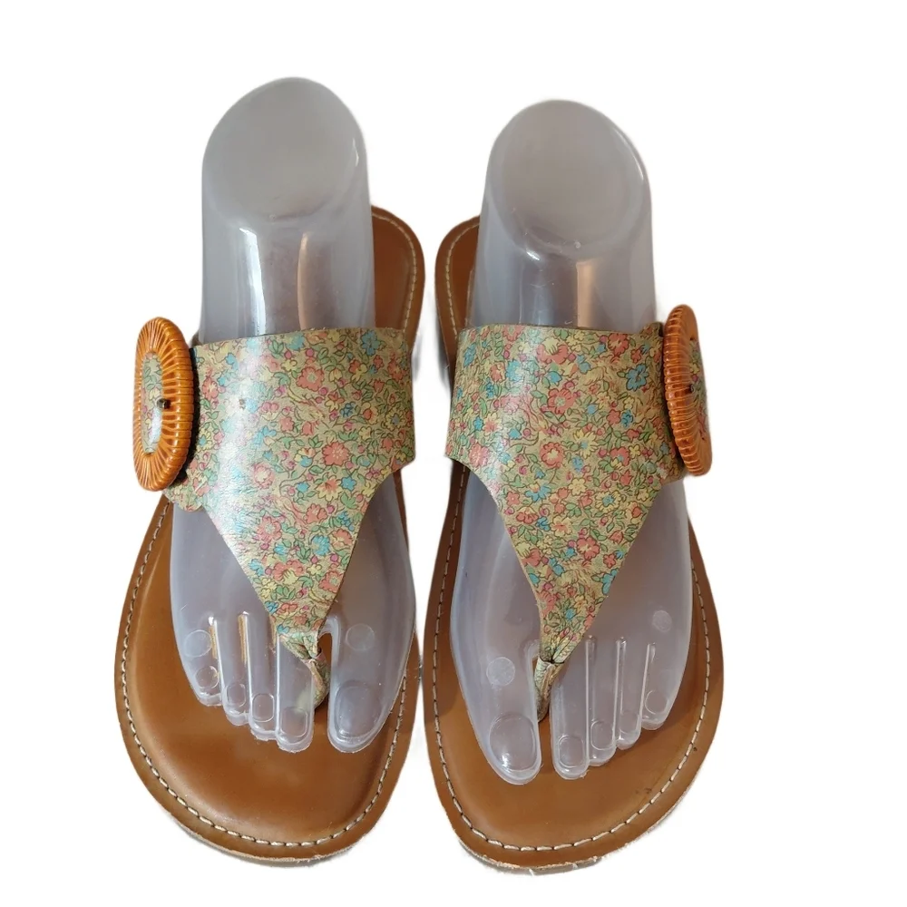 Patricia Nash Fulvia Floral Nubuck Leather Thong Sandal Size 8.5